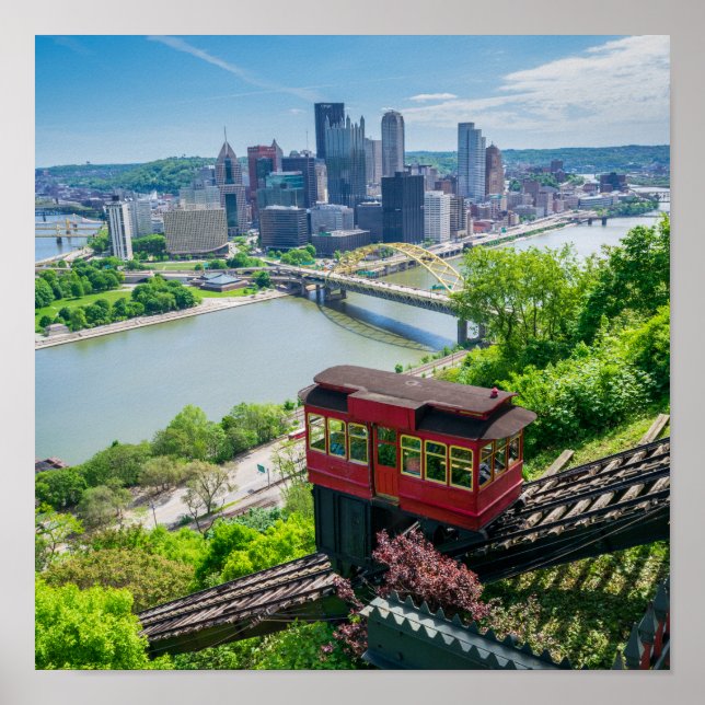 Pittsburgh Pennsylvania Steel City Skyline Incline Poster (Front)