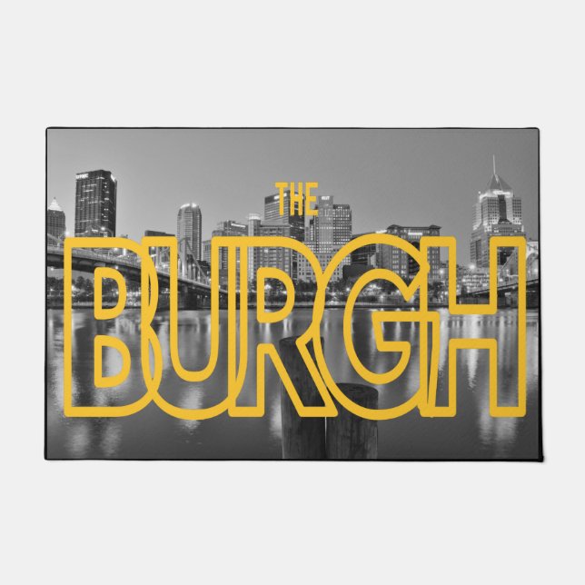 Pittsburgh Pennsylvania Steel City Skyline Night P Doormat (Front)