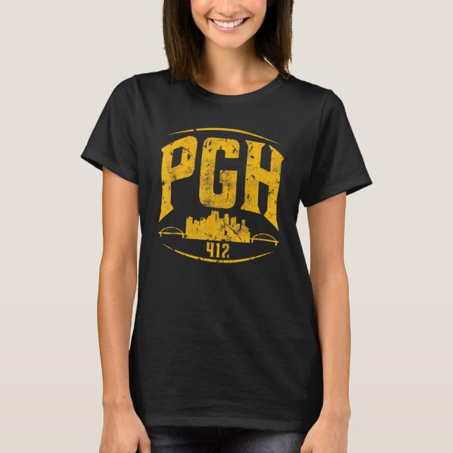 Pittsburgh Pennsylvania Steel City Skyline Pgh 412 T-Shirt (Front)