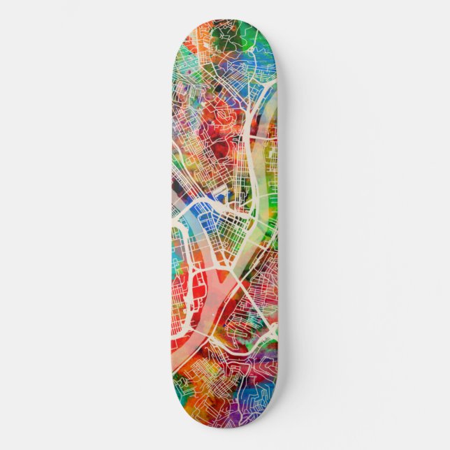 Pittsburgh Pennsylvania Street Map Skateboard (Front)