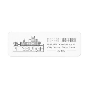 Pittsburgh, Pennsylvania Stylized Skyline Return Address Label