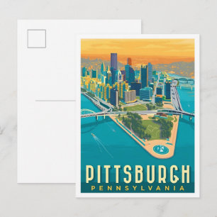 Pittsburgh Pennsylvania USA Vintage Travel Art Postcard