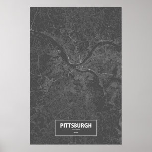Pittsburgh, Pennsylvania (white on black) Poster