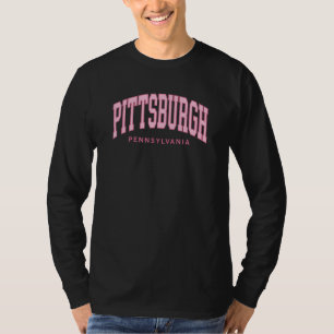 Pittsburgh Pink Text Retro Preppy Throwback Girls T-Shirt