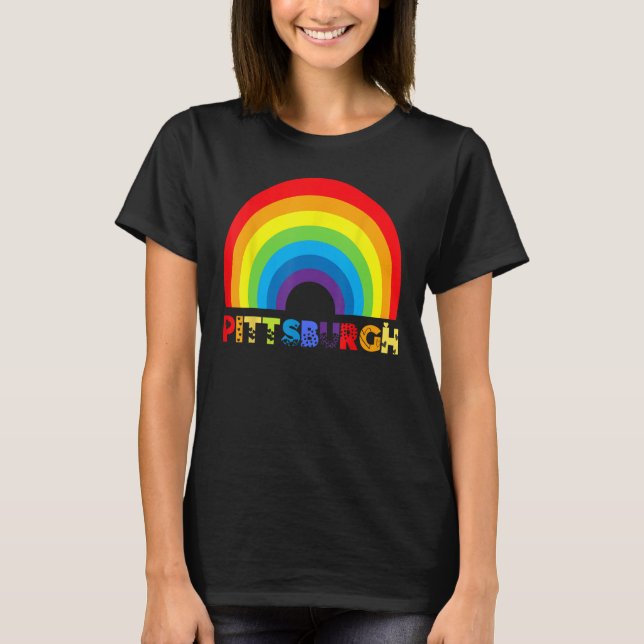 Pittsburgh Rainbow Gay LGBTQIA+ Pride Men Women Bo T-Shirt (Front)