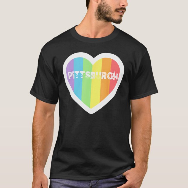 Pittsburgh Rainbow Gay LGBTQIA+ Pride Men Women Bo T-Shirt (Front)