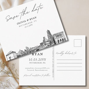 Pittsburgh Save the Date Postcard Elegant Wedding