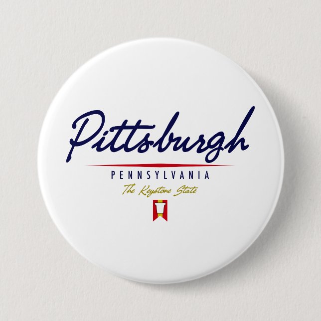 Pittsburgh Script 7.5 Cm Round Badge (Front)