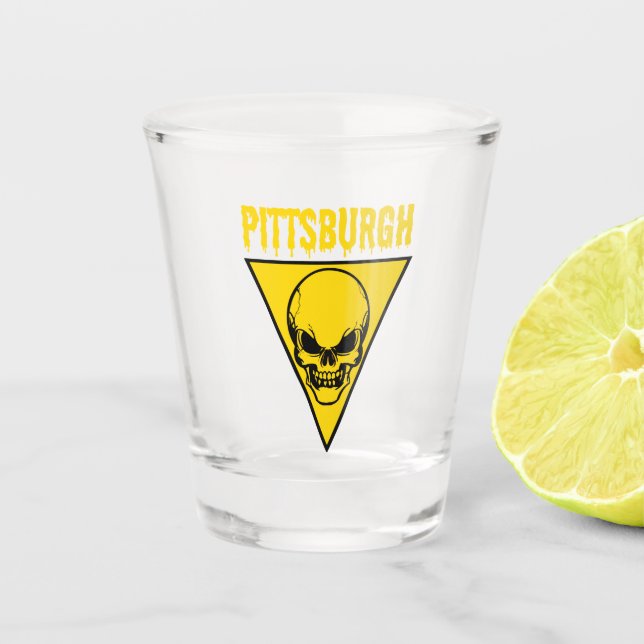 Pittsburgh Skull Shot Glass Yellow (Front)