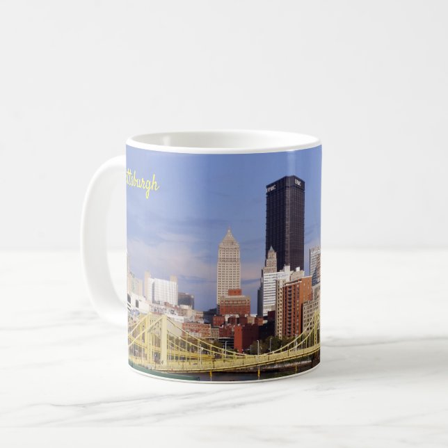 Pittsburgh Skyline Allegheny River Clemente Bridge Coffee Mug (Front Left)
