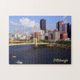 Pittsburgh Skyline Allegheny River Clemente Bridge Jigsaw Puzzle