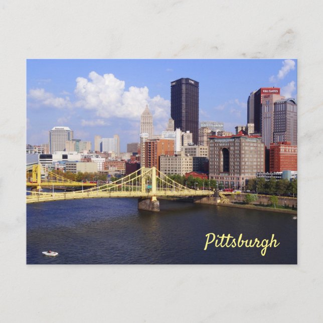 Pittsburgh Skyline Allegheny River Clemente Bridge Postcard (Front)