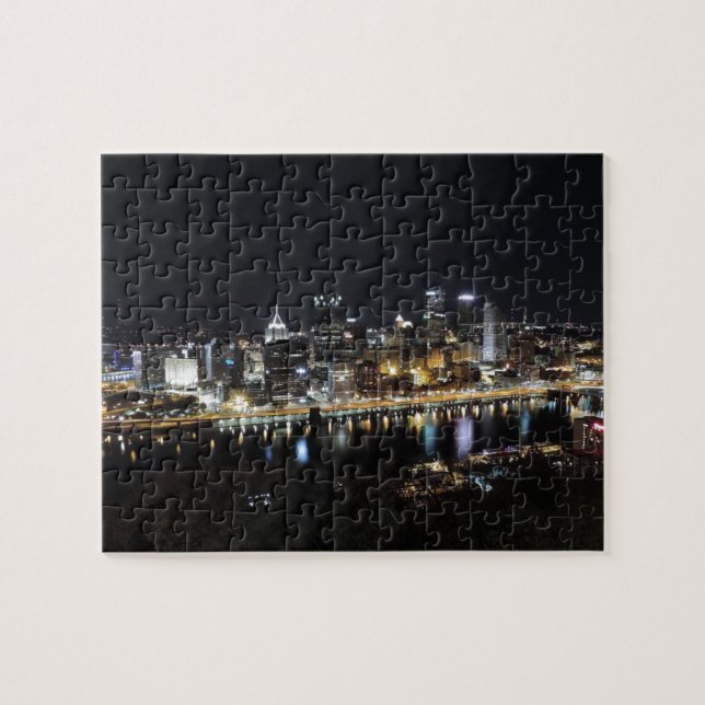 Pittsburgh skyline at night from Mount Washington Jigsaw Puzzle (Horizontal)