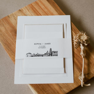 Pittsburgh Skyline Belly Band, 2"x11.5" Invitation Belly Band