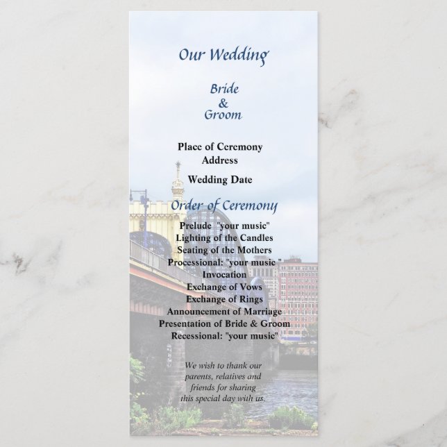 Pittsburgh Skyline By Smithfield Wedding Program (Front)