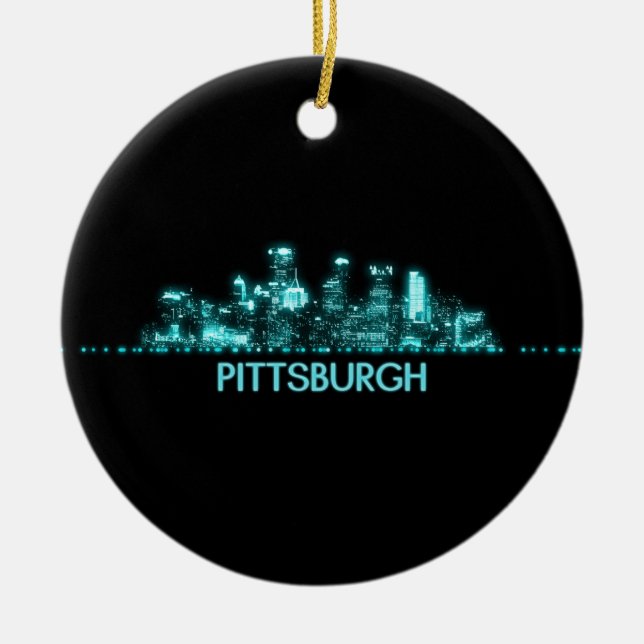 Pittsburgh Skyline Ceramic Ornament (Front)