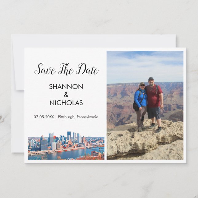 Pittsburgh Skyline Engagement Photo Save The Date (Front)