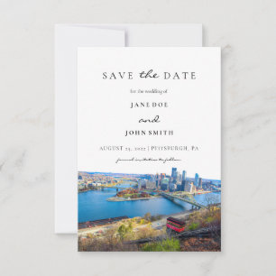 Pittsburgh Skyline Flat Save The Date Card