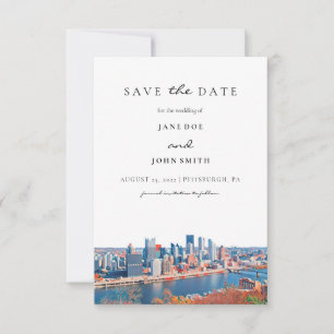 Pittsburgh Skyline Flat Save The Date Card