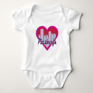 Pittsburgh Skyline Heart Baby Bodysuit