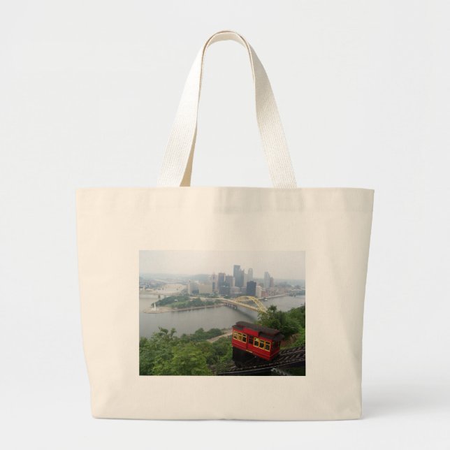 Pittsburgh Skyline Large Tote Bag (Front)