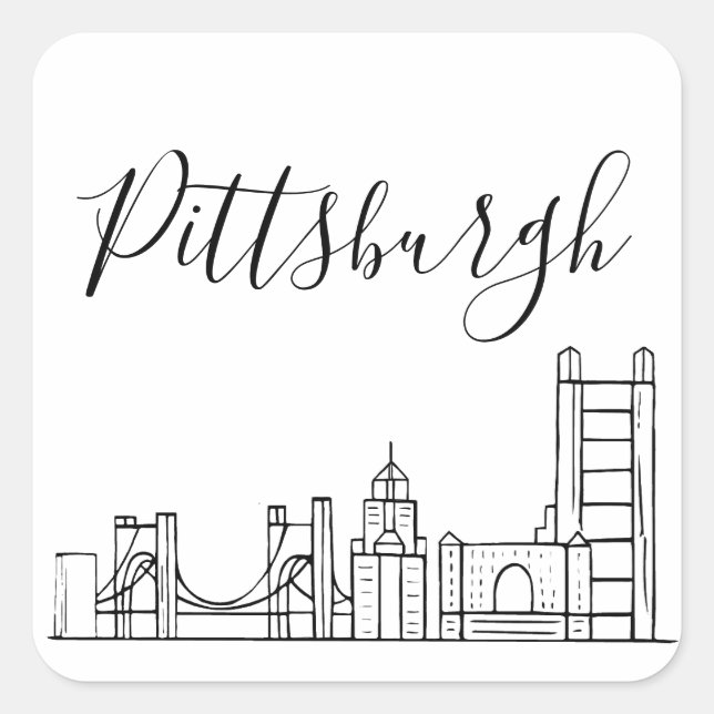 Pittsburgh Skyline Square Sticker (Front)