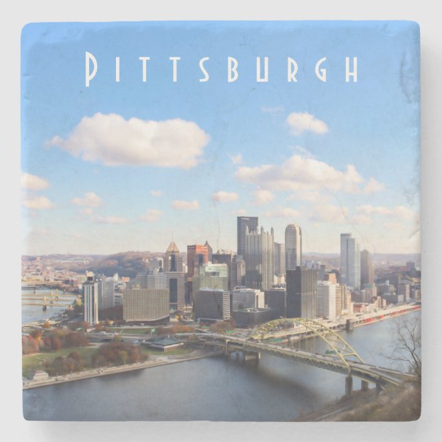 Pittsburgh Skyline Stone Coaster (Front)