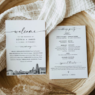 Pittsburgh Skyline Wedding Program 5x7 Flat Card