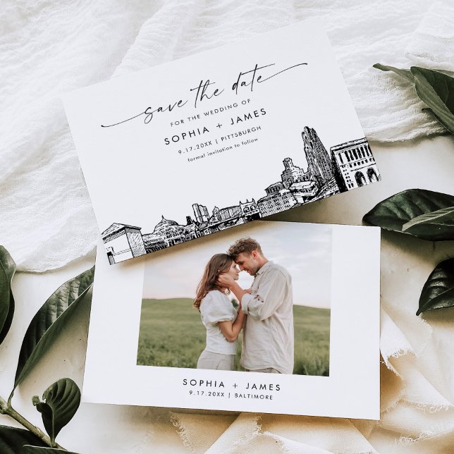 Pittsburgh Skyline Wedding Save the Date Card (Creator Uploaded)