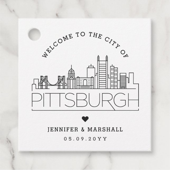 Pittsburgh Skyline | Wedding Welcome Favour Tags (Front)