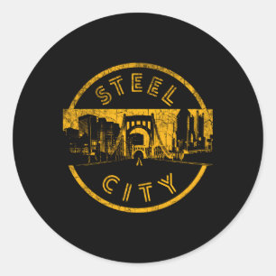 Pittsburgh Sl City Skyline Bridge Classic Round Sticker