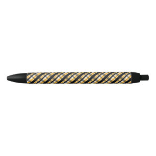 Pittsburgh Sports Fan Black Yellow Gold Plaid Ink Pen