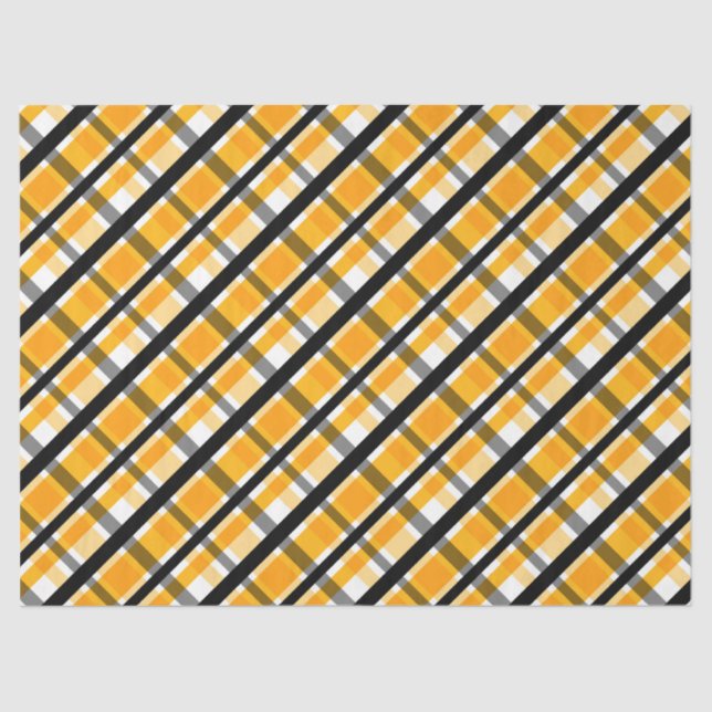 Pittsburgh Sports Fan Yellow Gold Black Plaid Tissue Paper (Front)