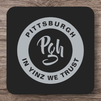Pittsburgh Sports Yinz Custom Barware Square Pap Paper Coaster