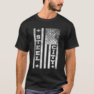 Pittsburgh Steel City American Flag Patriotic Vint T-Shirt