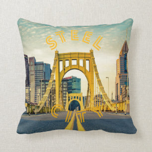 Pittsburgh Steel City Skyline 412 Pennsylvania Can Cushion