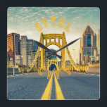 Pittsburgh Steel City Skyline 412 Pennsylvania Can Square Wall Clock<br><div class="desc">Pittsburgh Steel City Skyline Bridge Photography Print. Show off your love of Home,  412 and the Steel City!</div>