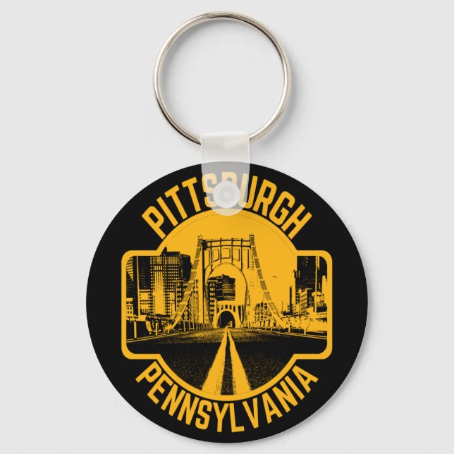 Pittsburgh Steel City Skyline Bridge Pennsylvania  Key Ring (Front)