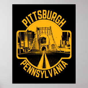 Pittsburgh Steel City Skyline Bridge Pennsylvania Poster