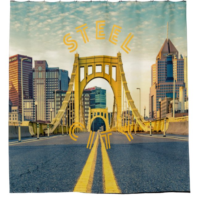 Pittsburgh Steel City Skyline Bridge Pennsylvania  Shower Curtain (Front)