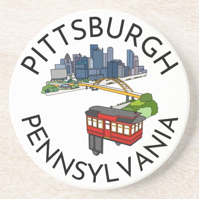 Pittsburgh Steel City Skyline Incline Pennsylvania Coaster (Front)
