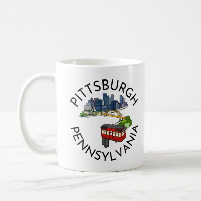 Pittsburgh Steel City Skyline Incline Pennsylvania Coffee Mug (Left)