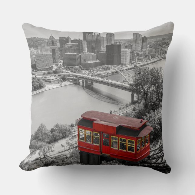 Pittsburgh Steel City Skyline Incline Pennsylvania Cushion (Front)