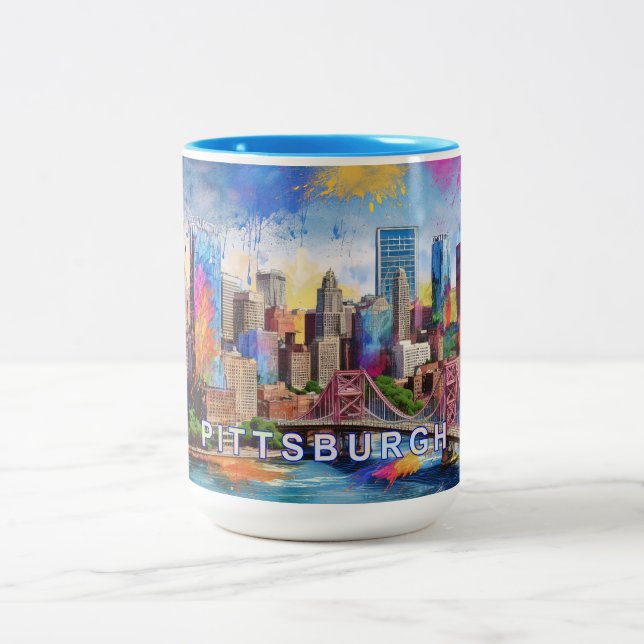 Pittsburgh Steel City  Two-Tone Coffee Mug (Center)