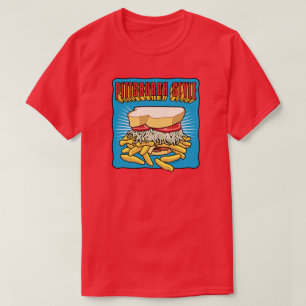 Pittsburgh Style Sandwich on Blue T-Shirt
