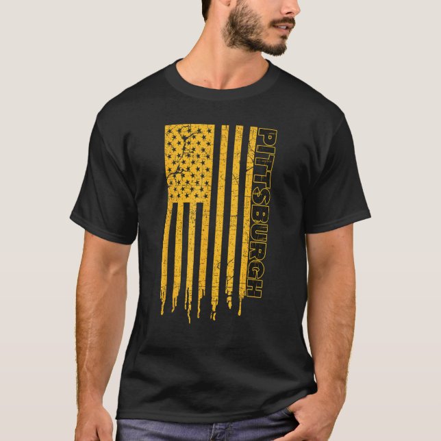 Pittsburgh USA Flag Patriotic American City Of Pit T-Shirt (Front)