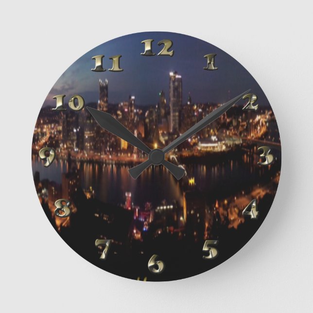 Pittsburgh via Monongahela Incline Round Clock (Front)