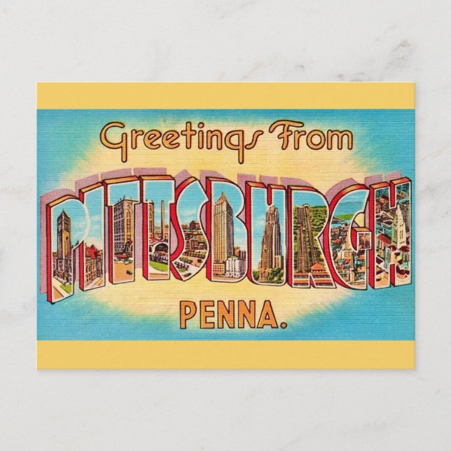 Pittsburgh Vintage Greeting Postcard (Front)