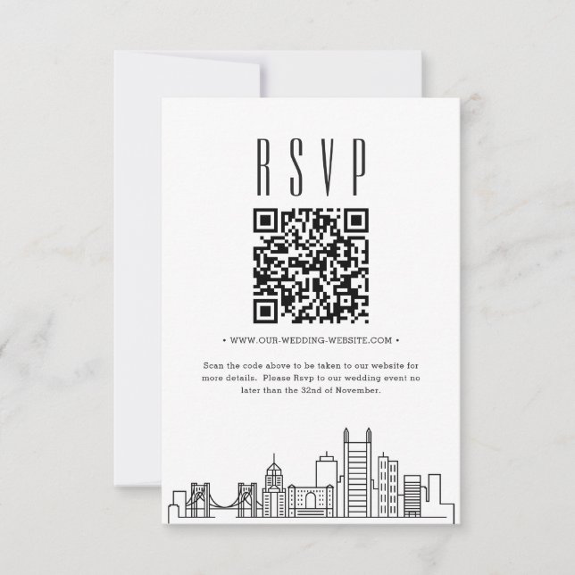 Pittsburgh Wedding QR code RSVP Invitation (Front)