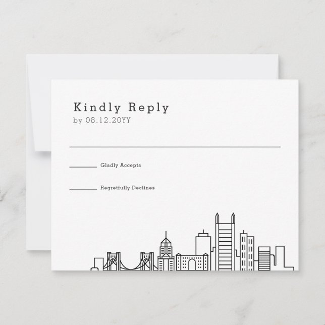 Pittsburgh Wedding | Stylised Skyline RSVP Card (Front)